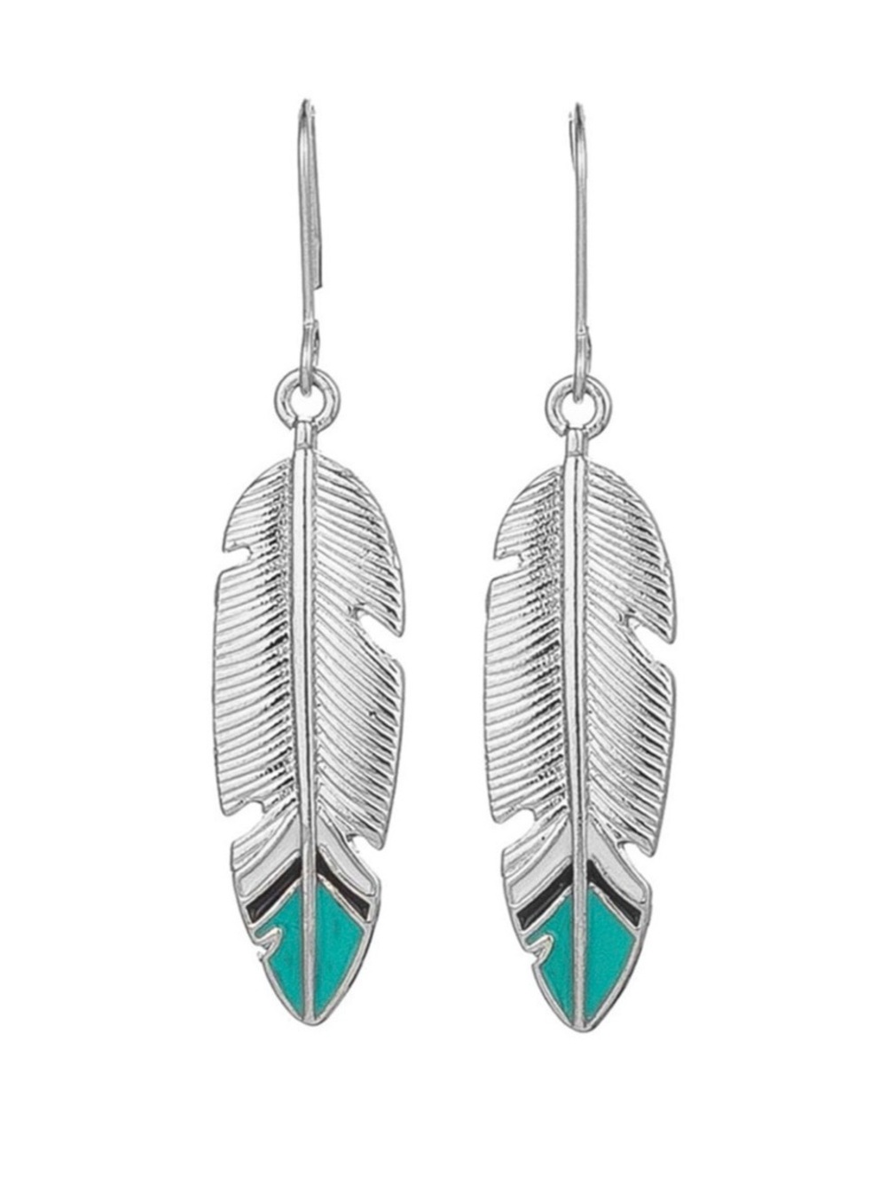 Turquoise Antique Silver
Feather Earrings